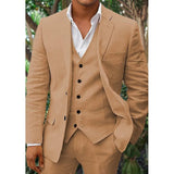 Costume en Lin pour Hommes - Classique 3 Pièces - Parfait pour les Mariages & Occasions Formelles