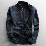 Chemise Homme Col Montant Style Vintage