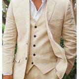 Costume en Lin pour Hommes - Classique 3 Pièces - Parfait pour les Mariages & Occasions Formelles