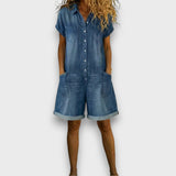 Joan | Salopette courte vintage en denim en coton
