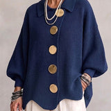 Isadora | Cardigan Surdimensionné à Col avec Gros Boutons Métalliques