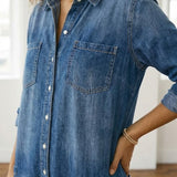 Diana | Salopette en denim vintage en coton lavé avec fermeture à boutons