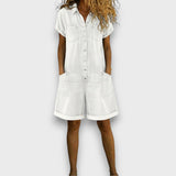 Joan | Salopette courte vintage en denim en coton