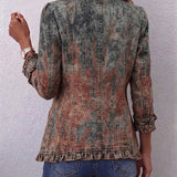 Flavia | Veste Vintage Dégradée Texturée avec Volants
