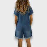 Joan | Salopette courte vintage en denim en coton