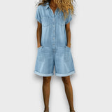 Joan | Salopette courte vintage en denim en coton