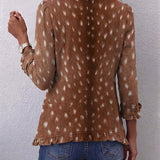 Ilenia | Veste Bohémienne Imprimé Animalier avec Volants