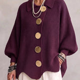 Isadora | Cardigan Surdimensionné à Col avec Gros Boutons Métalliques