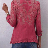 Isotta | Veste Vintage Paisley avec Volants