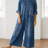 Diana | Salopette en denim vintage en coton lavé avec fermeture à boutons