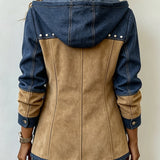 Natalie | Veste à capuche bleu marine et camel