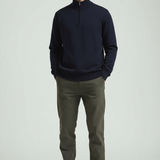 Pull Homme à Col Zippé Quart – Pullover Sport Slim Fit avec Col Montant