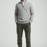 Pull Homme à Col Zippé Quart – Pullover Sport Slim Fit avec Col Montant
