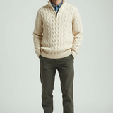 Col roulé Heren Luxe - Pull en jacquard tricoté avec zip