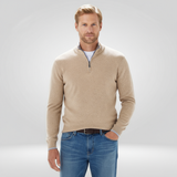 Pull zippé pour hommes – Pull à demi-zip avec texture en rib et coupe confortable