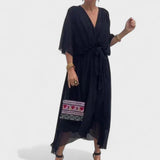 Natércia - Robe avec Nœud et Détails Artisanaux