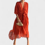 Natércia - Robe avec Nœud et Détails Artisanaux