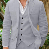 Costume en Lin pour Hommes - Classique 3 Pièces - Parfait pour les Mariages & Occasions Formelles