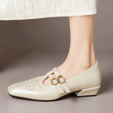 Marisol | Escarpin Mary Jane à double bride en cuir perforé