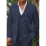Costume en Lin pour Hommes - Classique 3 Pièces - Parfait pour les Mariages & Occasions Formelles