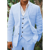Costume en Lin pour Hommes - Classique 3 Pièces - Parfait pour les Mariages & Occasions Formelles